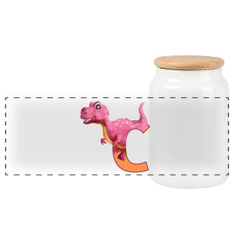 C - DINOSAURE, personnalisable - Boîte à biscuits avec couvercle en bois - blanc - Devant