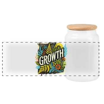 Growth - Panoramic Cookie Jar with Wooden Lid - white - Front