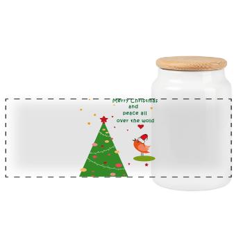 Merry Christmas - Panorama Keksdose mit Holzdeckel - Weiß - Vorne