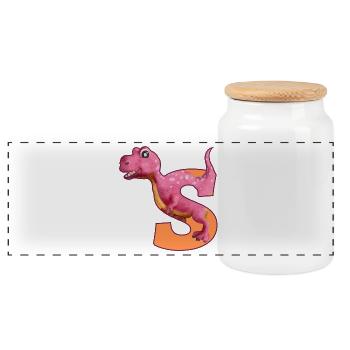 S - DINOSAURE, personnalisable - Boîte à biscuits avec couvercle en bois - blanc - Devant