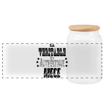 La Véritable et Authentique Nièce - Boîte à biscuits avec couvercle en bois - blanc - Devant