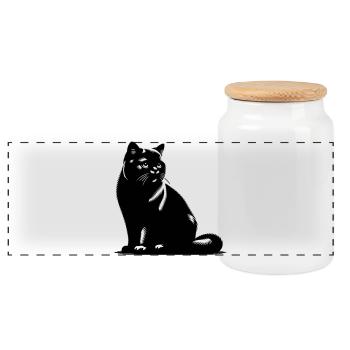 Britisch Kurzhaar Katze - Panorama Keksdose mit Holzdeckel - Weiß - Vorne