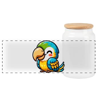 Parrot - Panoramic Cookie Jar with Wooden Lid - white - Front