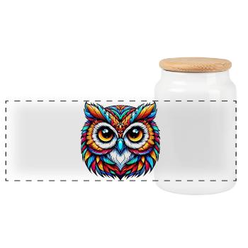 Hibou - Boîte à biscuits avec couvercle en bois - blanc - Devant