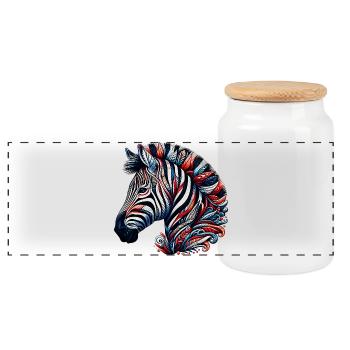 Zebra - Panorama Keksdose mit Holzdeckel - Weiß - Vorne