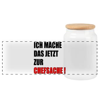 CHEFSACHE VERANTWORTUNG - Panorama Keksdose mit Holzdeckel - Weiß - Vorne