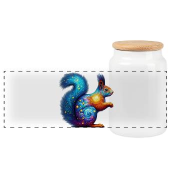 Squirrel - Panoramic Cookie Jar with Wooden Lid - white - Front