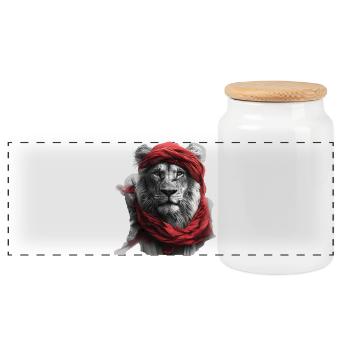 Desert King - Panoramic Cookie Jar with Wooden Lid - white - Front