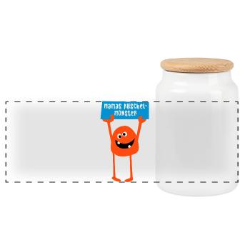 Monster Mom Cuddle Halloween Comic Cool Sayings - Panoramic Cookie Jar with Wooden Lid - white - Front