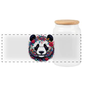 Panda - Panoramic Cookie Jar with Wooden Lid - white - Front