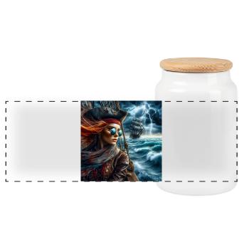 The Adventurer of the Seas - Panoramic Cookie Jar with Wooden Lid - white - Front