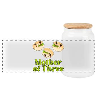 MÈRE DE TROIS ENFANTS - PISTACHIO KIDS - Boîte à biscuits avec couvercle en bois - blanc - Devant