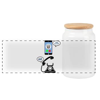 Hello granny - Panoramic Cookie Jar with Wooden Lid - white - Front