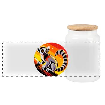 Lémurien - Boîte à biscuits avec couvercle en bois - blanc - Devant