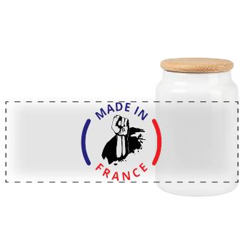 Made in France - Panoramic Cookie Jar with Wooden Lid - white - Front