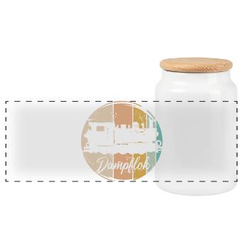 retro Dampflok Eisenbahn alte Lok vintage Symbol - Panorama Keksdose mit Holzdeckel - Weiß - Vorne