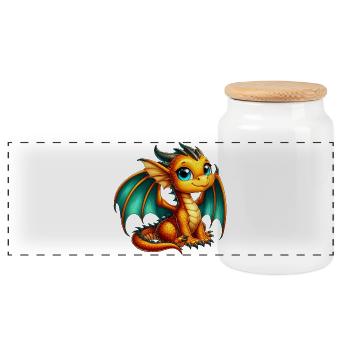 Dragon - Panoramic Cookie Jar with Wooden Lid - white - Front