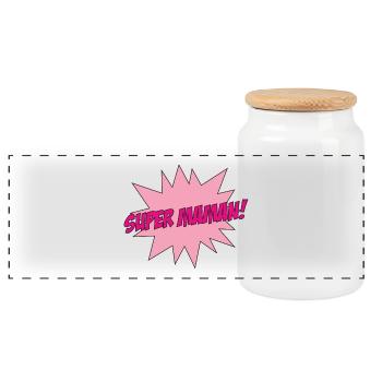 Super Maman - Fête des Mères - Boîte à biscuits avec couvercle en bois - blanc - Devant