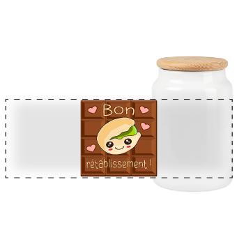 Bon rétablissement - Chocolat aux Pistaches - Boîte à biscuits avec couvercle en bois - blanc - Devant