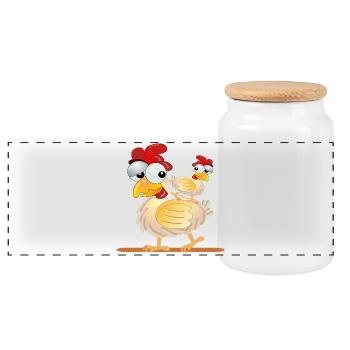 CHICKENS COSTUMES COUPLES - Panoramic Cookie Jar with Wooden Lid - white - Front