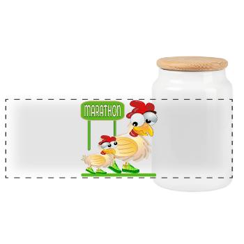 MARATHON RUNNING - GEFLÜGEL HUHN - Panorama Keksdose mit Holzdeckel - Weiß - Vorne