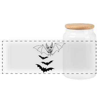Vampire Bat - Panoramic Cookie Jar with Wooden Lid - white - Front