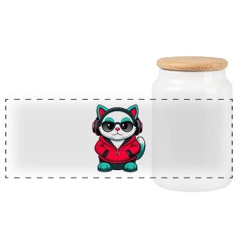 Chat Balinais Race Dessin animé Kawaii Animal Pet - Boîte à biscuits avec couvercle en bois - blanc - Devant
