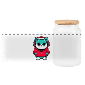 Bombai Katzenrasse Karikatur Kawaii Tier Haustier - Panorama Keksdose mit Holzdeckel - Weiß - Vorne