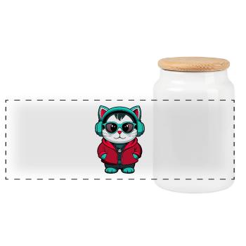 Bombay Katze Rasse Karikatur Kawaii Tier Haustier - Panorama Keksdose mit Holzdeckel - Weiß - Vorne