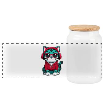 Australische Gefleckte Nebelkatze Rasse Karikatur Kawaii - Panorama Keksdose mit Holzdeckel - Weiß - Vorne