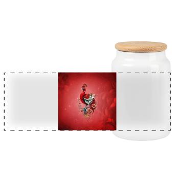 Staring into infinity at a majestic bird - Panoramic Cookie Jar with Wooden Lid - white - Front