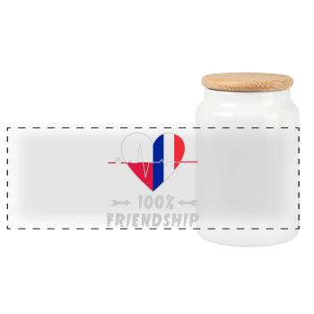 Polen und Frankreich 100% Freundschaft - Panorama Keksdose mit Holzdeckel - Weiß - Vorne