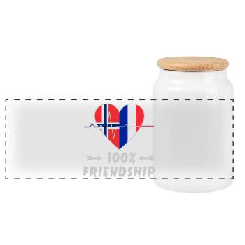 La Norvège et la France, une amitié à 100 % - Boîte à biscuits avec couvercle en bois - blanc - Devant