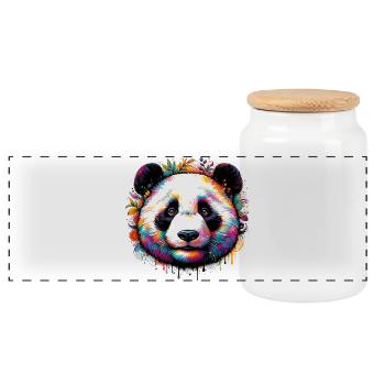 Panda - Panorama Keksdose mit Holzdeckel - Weiß - Vorne