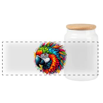 Parrot - Panoramic Cookie Jar with Wooden Lid - white - Front