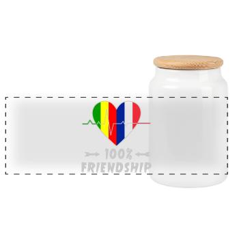 100 % amitié entre le Mali et la France - Boîte à biscuits avec couvercle en bois - blanc - Devant
