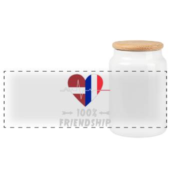 100 % amitié entre la Lettonie et la France - Boîte à biscuits avec couvercle en bois - blanc - Devant