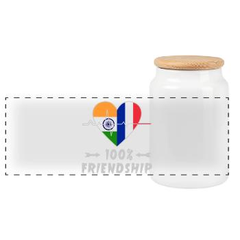 L'Inde et la France : une amitié à 100 % - Boîte à biscuits avec couvercle en bois - blanc - Devant
