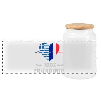 100 % amitié entre la Grèce et la France - Boîte à biscuits avec couvercle en bois - blanc - Devant