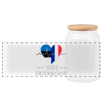 Estland und Frankreich 100% Freundschaft - Panorama Keksdose mit Holzdeckel - Weiß - Vorne