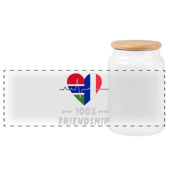 Gambie et France : amitié à 100 % - Boîte à biscuits avec couvercle en bois - blanc - Devant