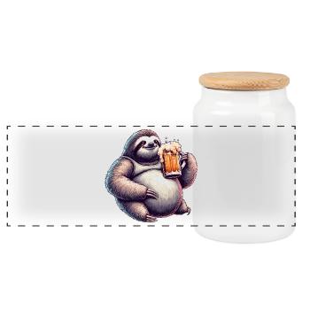 Dad Bod Beer Belly Bière Sloth Cadeau - Boîte à biscuits avec couvercle en bois - blanc - Devant