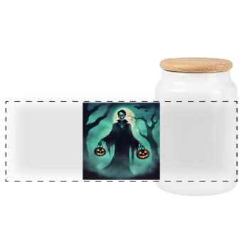 halloween, undead, monster, scary - Panoramic Cookie Jar with Wooden Lid - white - Front