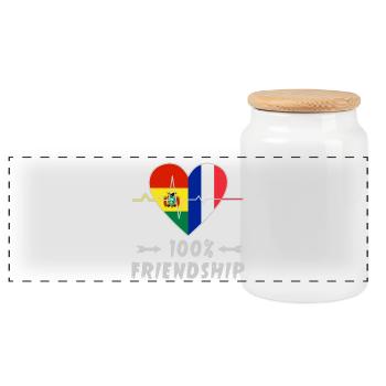 100 % amitié entre la Bolivie et la France - Boîte à biscuits avec couvercle en bois - blanc - Devant