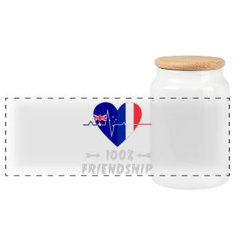 Australien und Frankreich 100% Freundschaft - Panorama Keksdose mit Holzdeckel - Weiß - Vorne