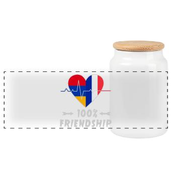 Armenia and France 100% friendship - Panoramic Cookie Jar with Wooden Lid - white - Front