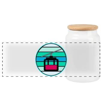 RETRO SKI LIFT GONDOLA SKI SKIING WINTER - Panoramic Cookie Jar with Wooden Lid - white - Front