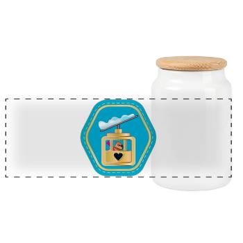 CAPYBARAS SKIING GONDOLA CABIN - Panoramic Cookie Jar with Wooden Lid - white - Front