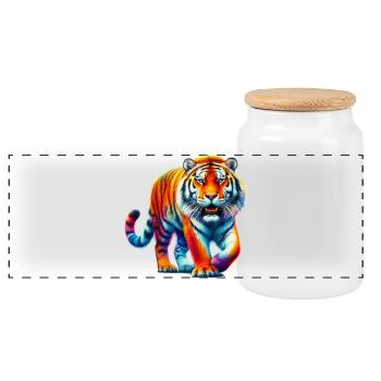 Tigre - Boîte à biscuits avec couvercle en bois - blanc - Devant