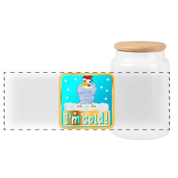 J’AI FROID - POULET D’HIVER VOLAILLE - Boîte à biscuits avec couvercle en bois - blanc - Devant